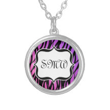 Hot Purple/Pink Zebra Monogram Pendant