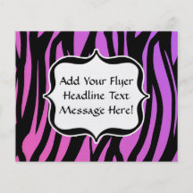 Hot Purple/Pink Zebra Stripes Monogram Full Color Flyer