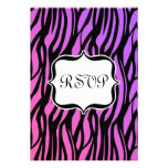 Hot Purple/Pink Zebra Stripes Monogram Custom Invite
