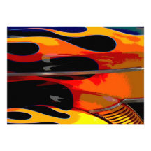 Hot Rod Flames Birthday Custom Invitation