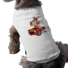 hot rod hog pig racing in car cartoon pet t-shirt