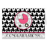 Houndstooth / Pink Baby Congratulations Card