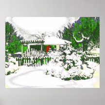 House In Snow, Burnsville, NC Print