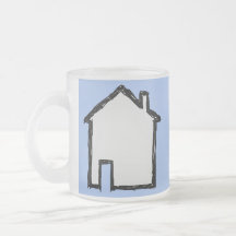 House Sketch. Black and Blue. Coffee Mugs