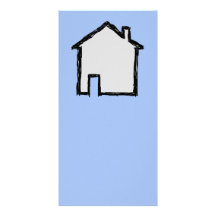 House Sketch. Black and Blue. Photo Greeting Card