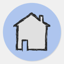 House Sketch. Black and Blue. Sticker