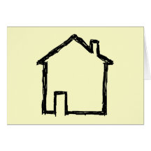 House Sketch. Black and Cream. Card