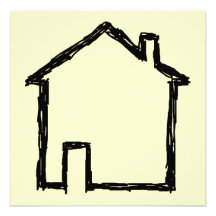 House Sketch. Black and Cream. Custom Invite
