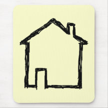 House Sketch. Black and Cream. Mouse Mat