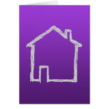 House Sketch. Grey and Purple. Card
