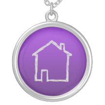 House Sketch. Grey and Purple. Personalised Necklace