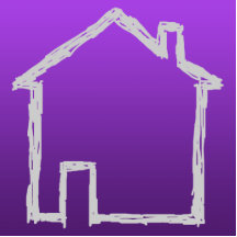 House Sketch. Grey and Purple. Photo Cut Outs