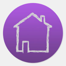 House Sketch. Grey and Purple. Sticker