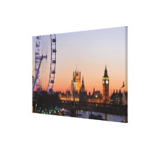 Houses of Parliament & the London Eye Stretched Canvas Print