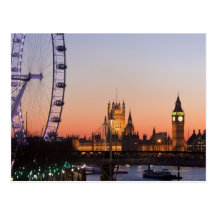 Houses of Parliament & the London Eye Postcard