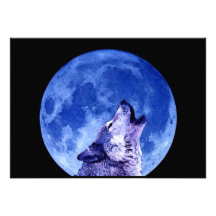 Howling Wolf at Moon Invitation