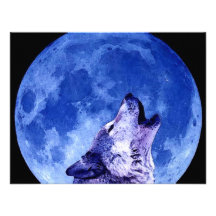 Howling Wolf at Moon Personalised Announcement
