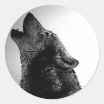 Howling Wolf in Snow Round Stickers
