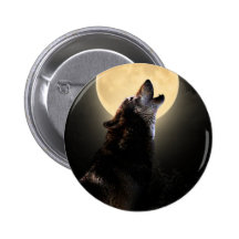 howling wolf pinback buttons