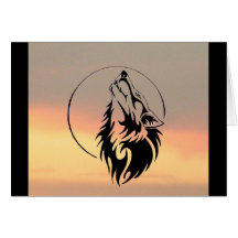 Howling Wolf Sunset Card