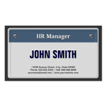 HR Manager Cool Car License Plate Business Card Template