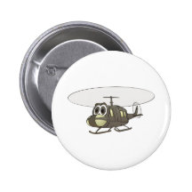 Huey Helicopter Cartoon Pinback Button