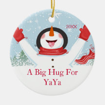 Hug for YaYa Christmas Snowman Ornament
