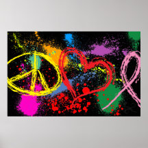 "Huge" Peace Love Hope Paint Splatter Posters