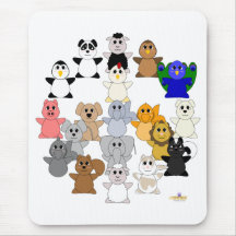 Huggable Animal Peace Sign Mousemats