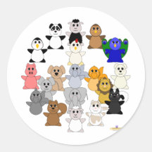 Huggable Animal Peace Sign Stickers