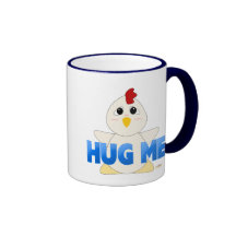 Huggable White Chicken Blue Hug Me Mug