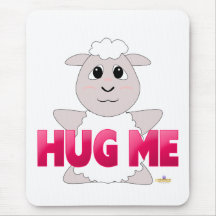 Huggable White Sheep Pink Hug Me Mouse Pad