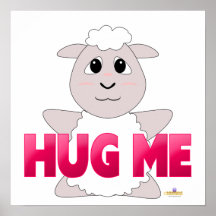 Huggable White Sheep Pink Hug Me Print
