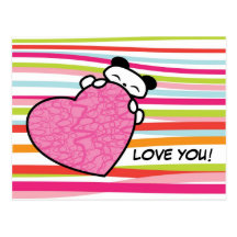 Hugging Pink Heart Postcard