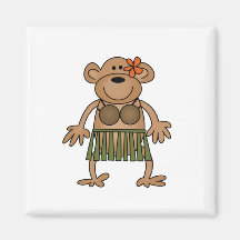 Hula Dancing Monkey Tshirts and Gifts Fridge Magnets