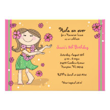Hula Girl Invitations: Brunette