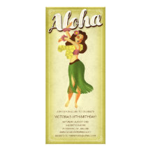 Hula Girl Luau Party Invitations