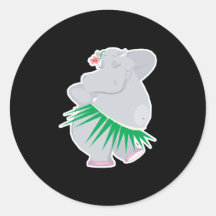 hula hippo round stickers