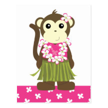 Hula Monkey Postcard