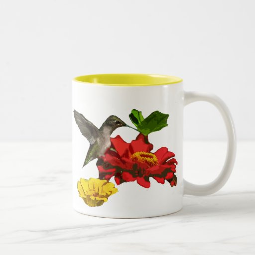 Hummingbird and Zinnias Coffee Mug
