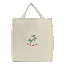 Hummingbird Embroidered Tote Bag