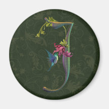 Hummingbird Monogram J Magnet