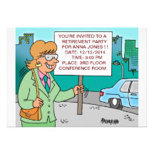 HUMOROUS CORPORATE CARTOON RETIREMENT INVITATIONS