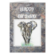 Humour Birthday, Masculine, Elephant, Tough guy Cards
