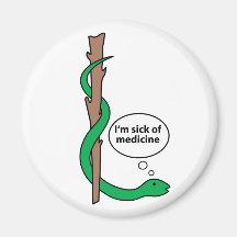 Humourous Staff of Asclepius Magnets