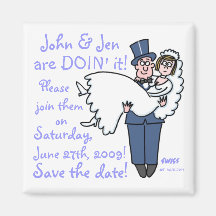 Humourous Wedding Invitation Cartoon Magnet