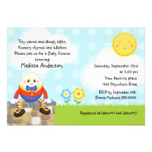 Humpty Dumpty Nursery Rhyme Baby Shower Custom Invitations