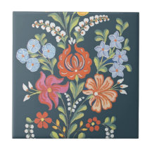hungarian flowers ceramic tile