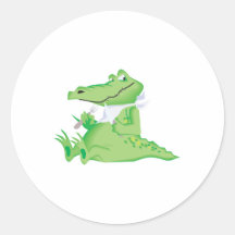 hungry hungry alligator round sticker