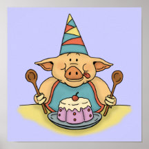 hungry piggy birthday posters